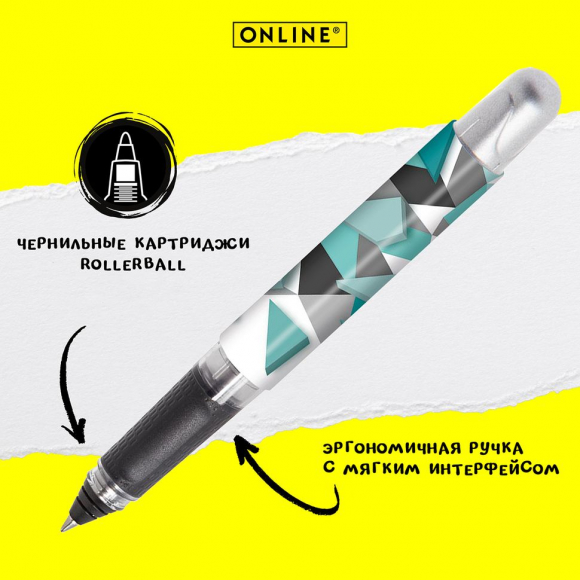 Ручка-роллер "College" с синим картриджем, толщина линии 0.7 мм, принт "Fresh"