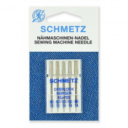 Иглы для бытовых швейных машин Schmetz для плоскошовных машин, хромированные CF ELx705 №80(2)/90(3), уп.5 игл