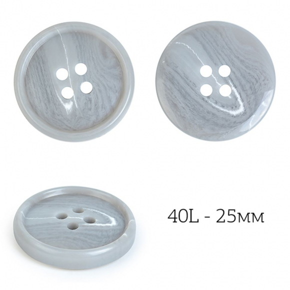 Пуговицы пластик TBY J.1853 цв.05 серый 40L-25мм, 4 прокола, 36 шт