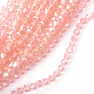 Бусины граненые Рондель (стекло) на нитях арт.TBY-R-2  8х6мм отвер.2мм цв.22 AB розовый уп.50х72 бусины