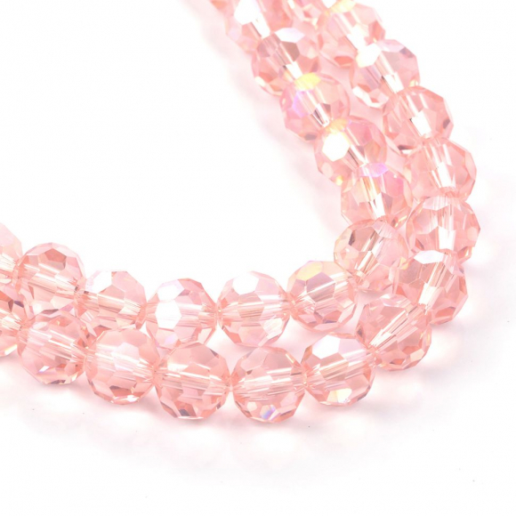 Бусины граненые Рондель (стекло) на нитях арт.TBY-R-2  8х6мм отвер.2мм цв.22 AB розовый уп.50х72 бусины