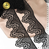 Кружево гипюр KRUZHEVO арт.TR.0741 шир.80мм цв.03 черный уп.9м