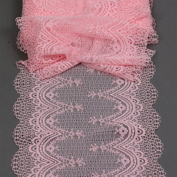 Кружево-стрейч KRUZHEVO арт.TBY.8037 шир.230мм цв.F133 розовый уп.10м