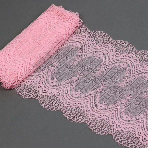 Кружево-стрейч KRUZHEVO арт.TBY.8037 шир.230мм цв.F133 розовый уп.10м