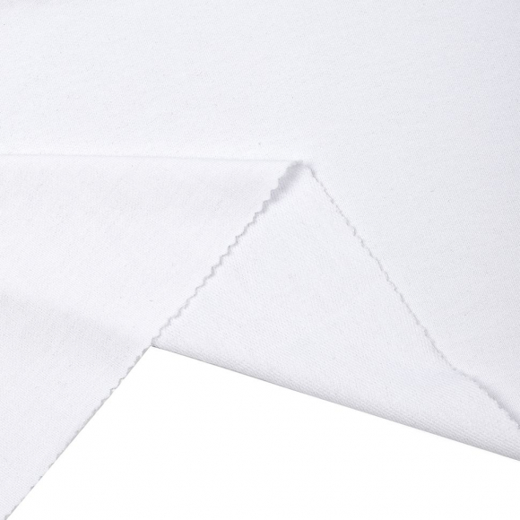 Ткань трикотаж Футер 2х нитка петля 70%пэ 25%вис 5%спан 220г 160см белый уп.3м