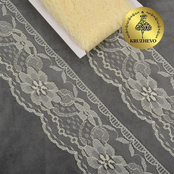 Кружево-трикотаж KRUZHEVO арт.TBY 1668 шир.70мм цв.02 молочный, уп.27,4м
