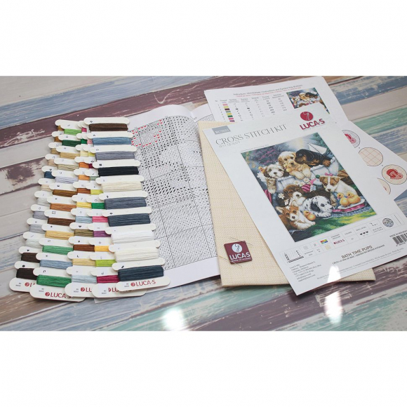 190015_Набор для вышивания "Время купания щенков"