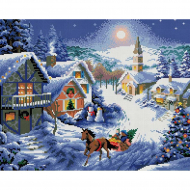 Набор Белоснежка для изготовления картин со стразами на подрамнике арт.БЛ.304-ST-S Зимнее раздолье 40х50см