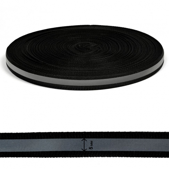 Стропа светоотражающая TBY отр.R200-280 шир.10мм арт.SV.ST10b цв.черный уп.50м