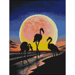 Кристальная мозаика на холсте ФРЕЯ арт.ALVK-101 Фламинго на закате 40х30 см