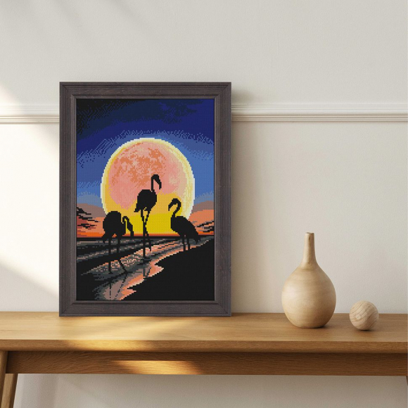 Кристальная мозаика на холсте ФРЕЯ арт.ALVK-101 Фламинго на закате 40х30 см Кристальная мозаика на холсте ФРЕЯ арт.ALVK-101 Фламинго на закате 40х30 см