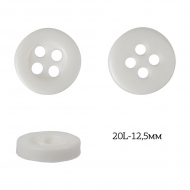 Пуговицы пластик арт.TBY.380.12.WH цв.белый, 20L-12,5мм, 4 прокола, 200шт