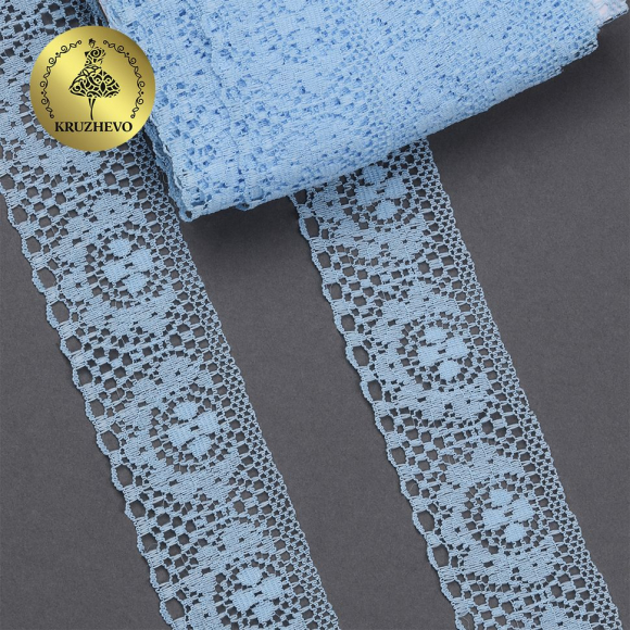 Кружево-трикотаж KRUZHEVO арт.TBY 1660 шир.40мм цв.05 голубой, уп.27,4м