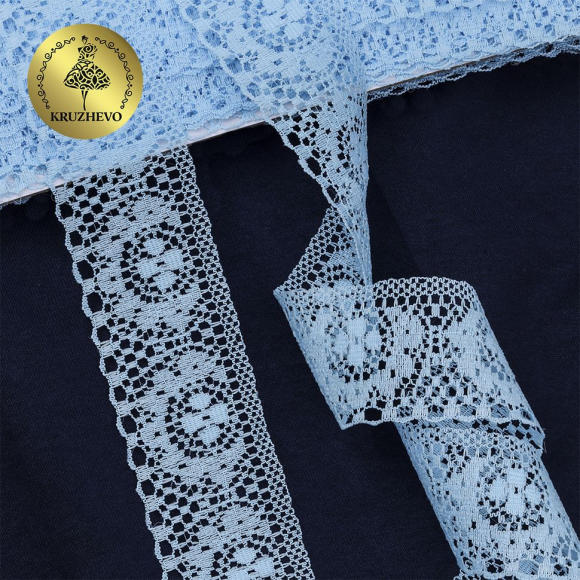 Кружево-трикотаж KRUZHEVO арт.TBY 1660 шир.40мм цв.05 голубой, уп.27,4м