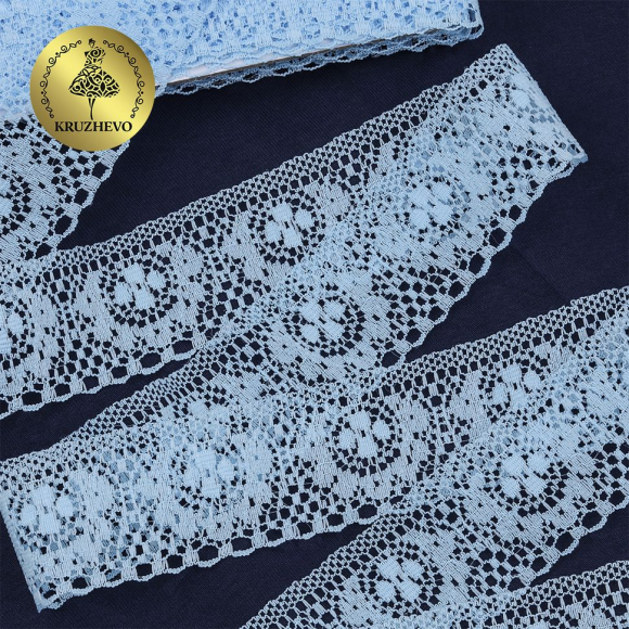 Кружево-трикотаж KRUZHEVO арт.TBY 1660 шир.40мм цв.05 голубой, уп.27,4м