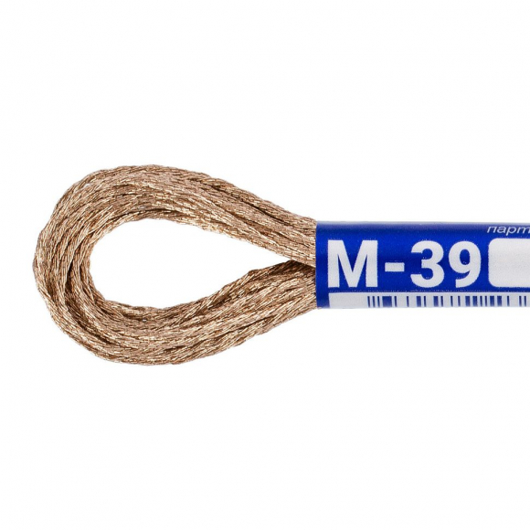 Нитки для вышивания Gamma мулине NM металлик 100% полиэстер 12 x 8 м цв.М-39 бежевый