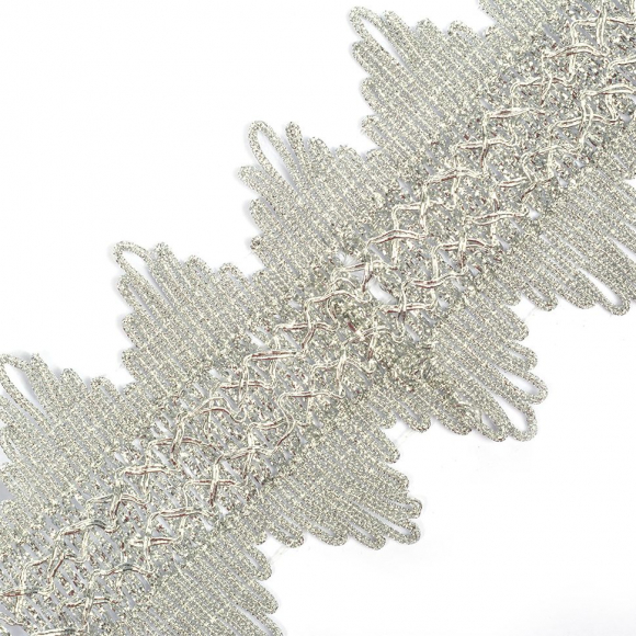 Тесьма отделочная арт.08-0932 шир.75 мм цв.серебро уп.18.28м