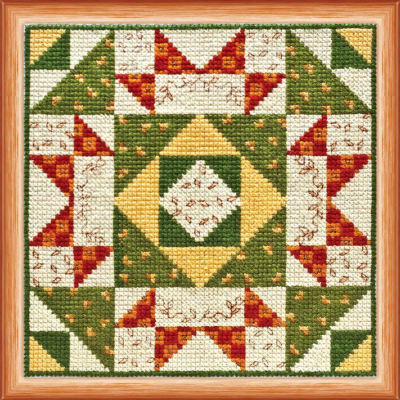 Набор для вышивания мулине АБРИС АРТ арт. AH-016 Квилт. Осень 14х14 см