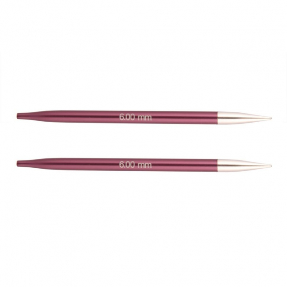 47507 Knit Pro Спицы съемные для вязания Zing 6мм для длины тросика 28-126см, алюминий, фиолетовый бархат 2шт