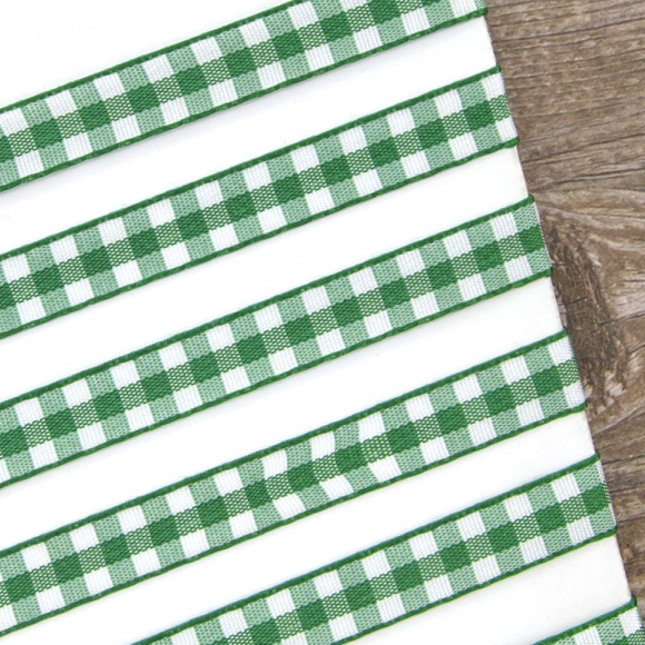 23977_Лента с рисунком клетка SAFISA, 11 мм, 25 м, цвет 25, зеленый