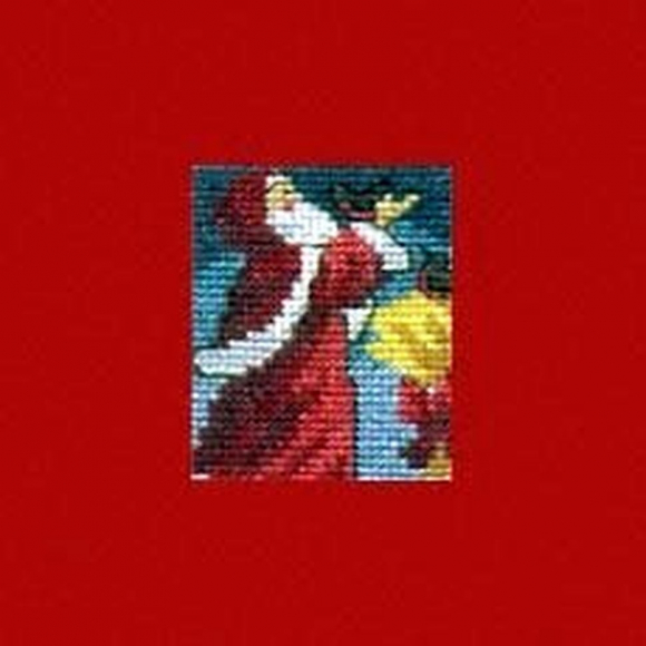 Набор для вышивания PERMIN арт.14-2255 Санта Клаус и снегири 4,5х3,5 см