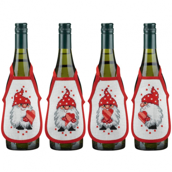 Набор для вышивания PERMIN арт.78-4239 Фартучки на бутылку Эльфы и Сердца 10х15 см Набор для вышивания PERMIN арт.78-4239 Фартучки на бутылку Эльфы и Сердца 10х15 см