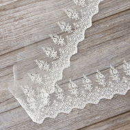 177952_Вышивка на тюле, 91 мм, цвет белый
