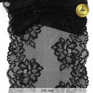 Кружево-стрейч KRUZHEVO арт.TBY.6333 шир.245мм цв.02 черный уп.10м