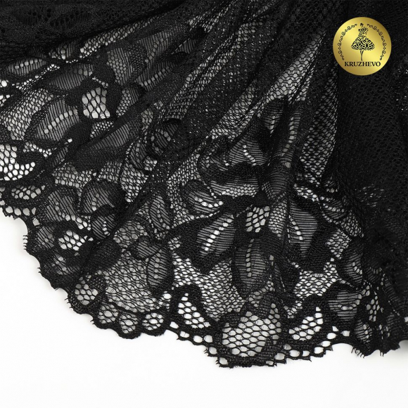 Кружево-стрейч KRUZHEVO арт.TBY.6333 шир.245мм цв.02 черный уп.10м