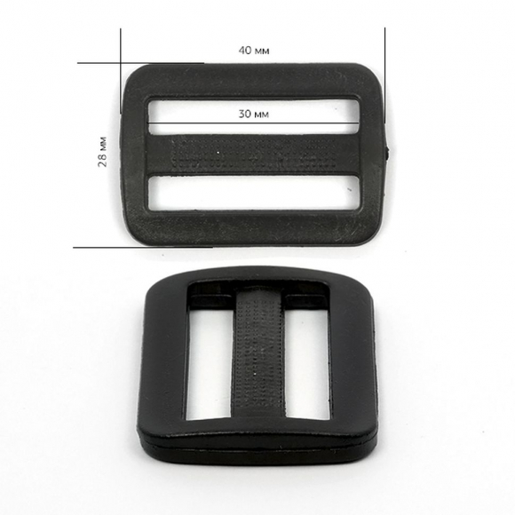Пряжка двухщелевая 30мм А3, цв.черный уп.1000шт