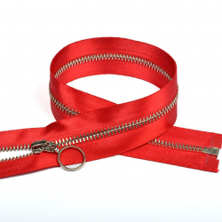 Молния MaxZipper мет. №5 никель атласная тесьма, 50 см цв.F148 красный уп.10шт