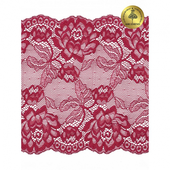 Кружево-стрейч KRUZHEVO арт.TBY.L838 шир.180мм цв.2925 розовый рубин уп.25м