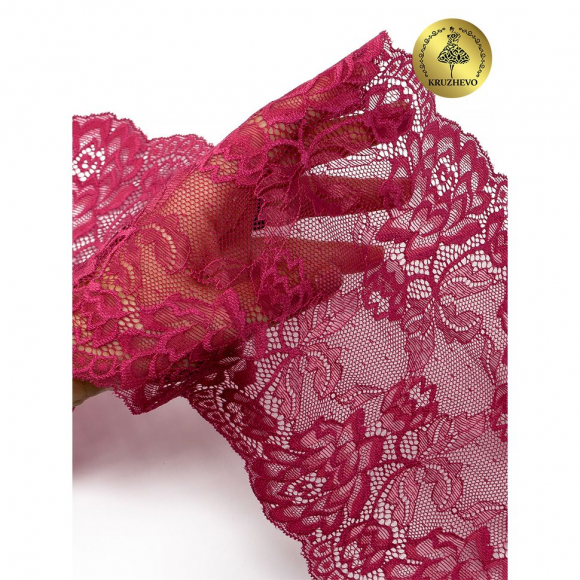 Кружево-стрейч KRUZHEVO арт.TBY.L838 шир.180мм цв.2925 розовый рубин уп.25м
