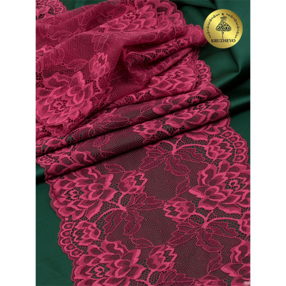 Кружево-стрейч KRUZHEVO арт.TBY.L838 шир.180мм цв.2925 розовый рубин уп.25м