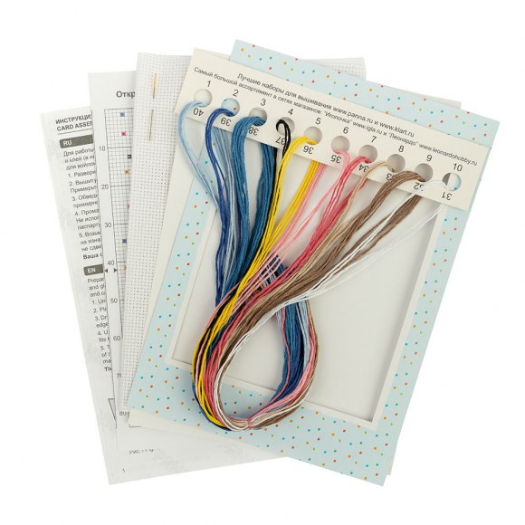 Набор для вышивания PANNA арт. OT-7334 Открытка. Мишка с подарком 11,5x15 см