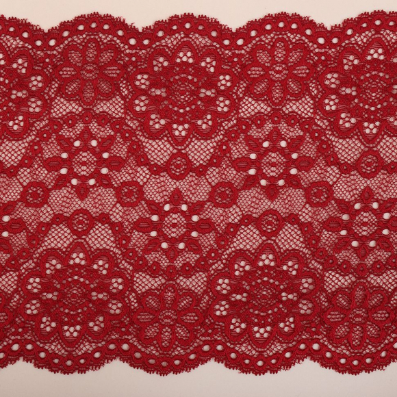 Кружево-стрейч KRUZHEVO арт.TBY.00755 шир.185мм цв.101 темно-красный уп.25м