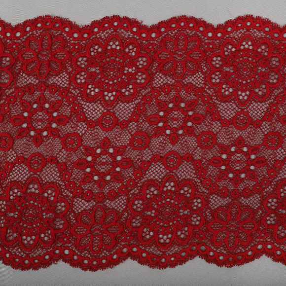 Кружево-стрейч KRUZHEVO арт.TBY.00755 шир.185мм цв.101 темно-красный уп.25м