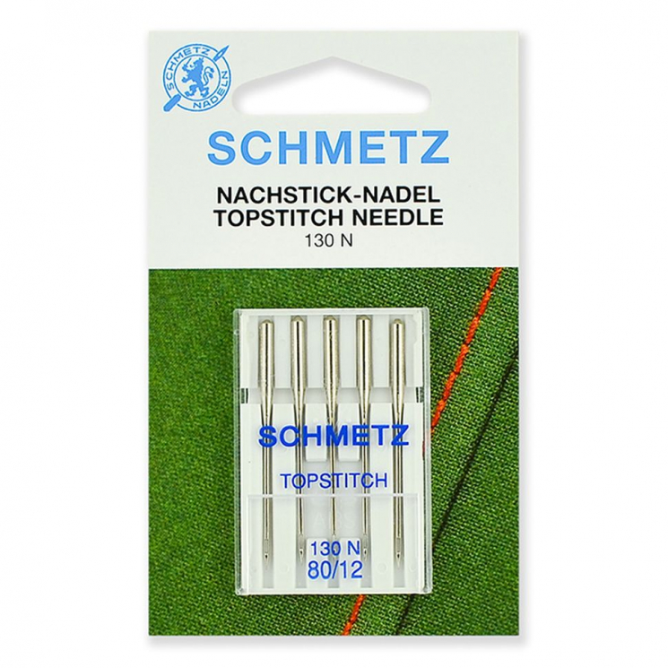 Иглы для бытовых швейных машин Schmetz Топ Стич 130N NM №80, уп.5 игл