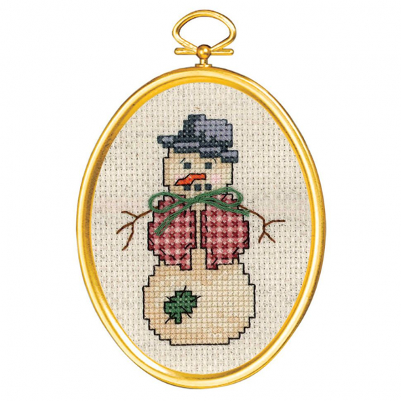 Набор для вышивания JANLYNN арт.021-1797 Франтовый снеговик 7,6х10 см