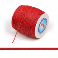 Шнур вощеный 1мм, 100% хлопок цв. 162 красный уп.80м