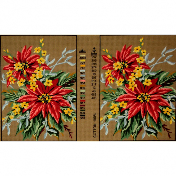 Канва жесткая с рисунком "Рождественский букет", 2 картинки