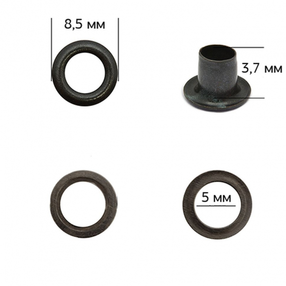 Люверсы сталь TBY.2090 №3 (? 5мм, h 3,7мм) цв. оксид уп. 1000шт