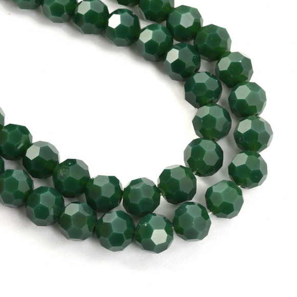 Бусины граненые Рондель (стекло) на нитях арт.TBY-R-2  8х6мм отвер.2мм цв.43 зеленый уп.50х72 бусины