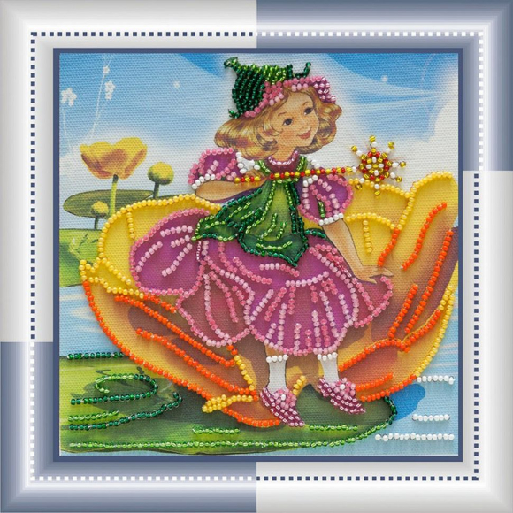 Набор для вышивания бисером АБРИС АРТ арт. AM-047 Юная волшебница 15х15 см