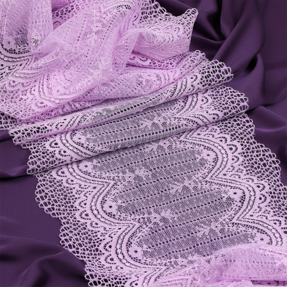 Кружево-стрейч KRUZHEVO арт.TBY.8037 шир.230мм цв.F165 нежная сирень уп.10м