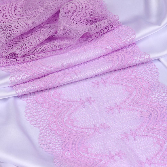 Кружево-стрейч KRUZHEVO арт.TBY.8037 шир.230мм цв.F165 нежная сирень уп.10м