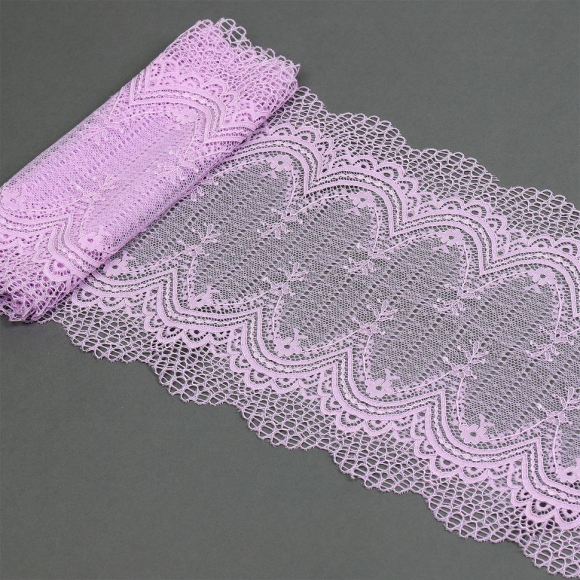 Кружево-стрейч KRUZHEVO арт.TBY.8037 шир.230мм цв.F165 нежная сирень уп.10м