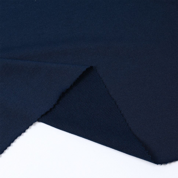 Ткань трикотаж Футер 2х нитка петля 70%пэ 25%вис 5%спан 220г 160см S196/S058 т.синий уп.3м