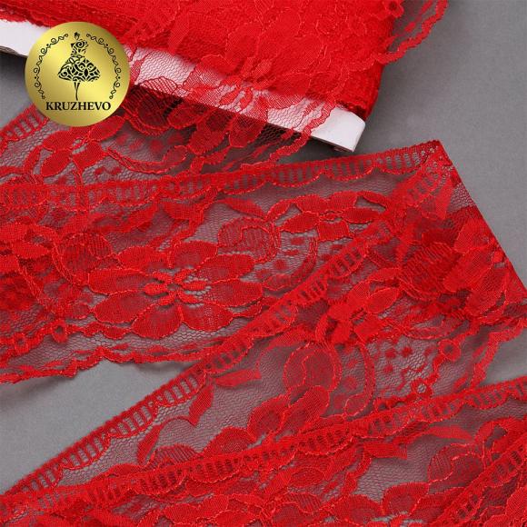 Кружево-трикотаж KRUZHEVO арт.TBY 1668 шир.70мм цв.03 красный, уп.27,4м Кружево-трикотаж KRUZHEVO арт.TBY 1668 шир.70мм цв.03 красный, уп.27,4м