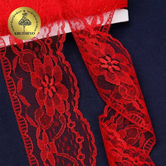 Кружево-трикотаж KRUZHEVO арт.TBY 1668 шир.70мм цв.03 красный, уп.27,4м Кружево-трикотаж KRUZHEVO арт.TBY 1668 шир.70мм цв.03 красный, уп.27,4м